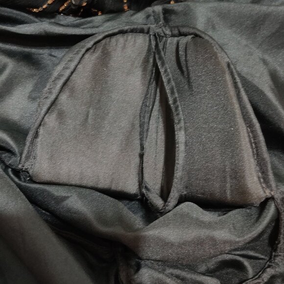 Vintage JMC Womens Petite Evening Jacket Beaded Cocktail Silk Black Gold Sz PL L - Picture 10 of 11